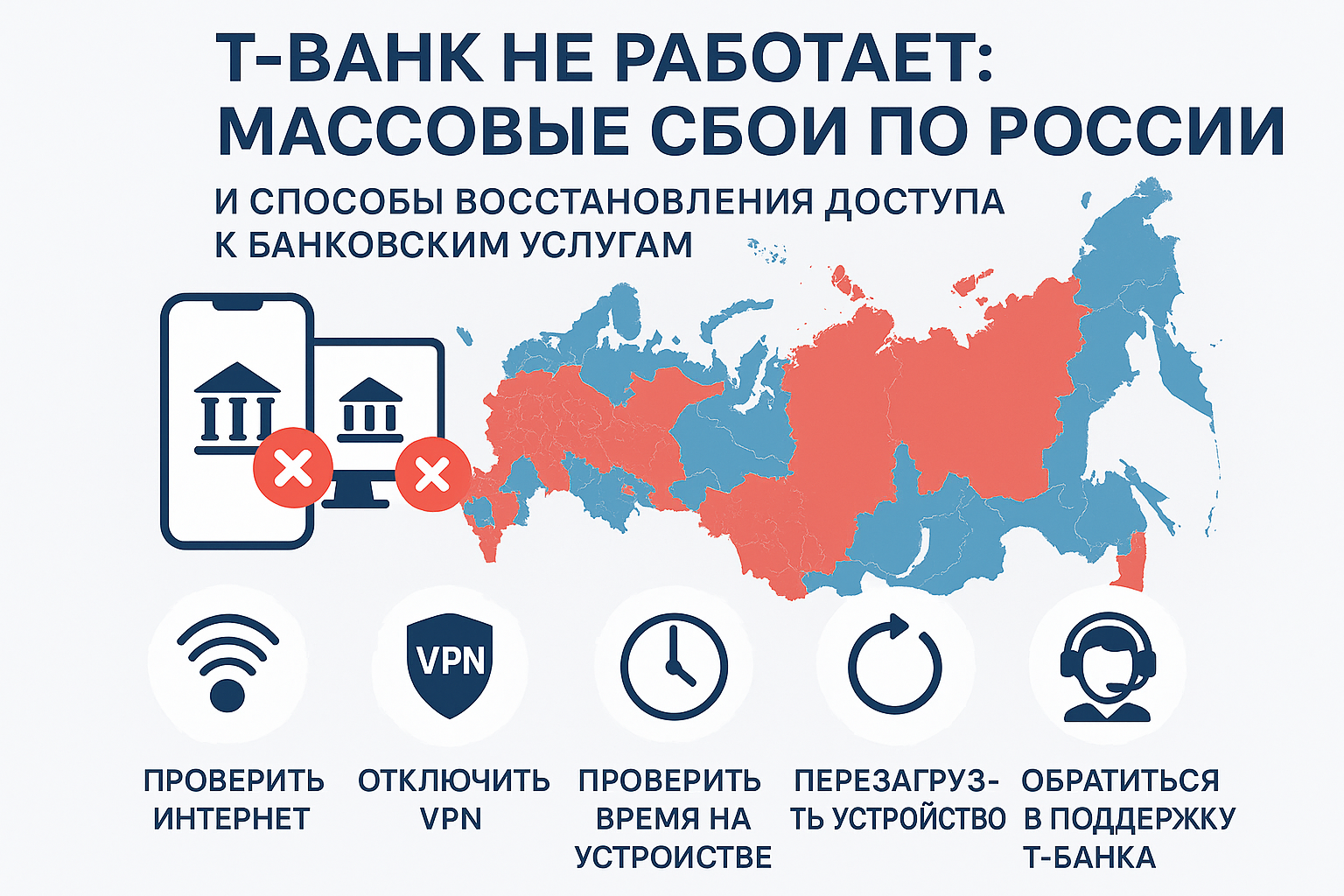 Т-Банк не работает: массовые сбои по России и способы восстановления доступа к банковским услугам